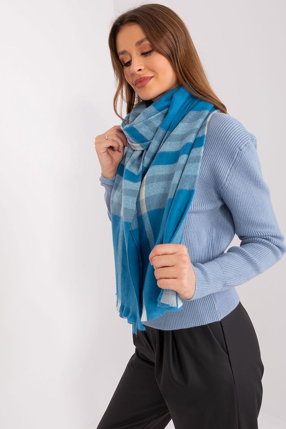 Women's Colorful Plaid Scarf Long Polyester - ShalayeFashion