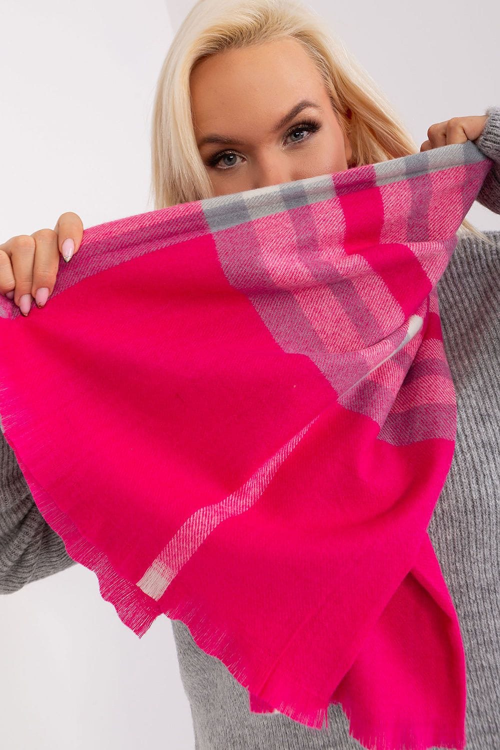 Women's Colorful Plaid Scarf Long Polyester - ShalayeFashion