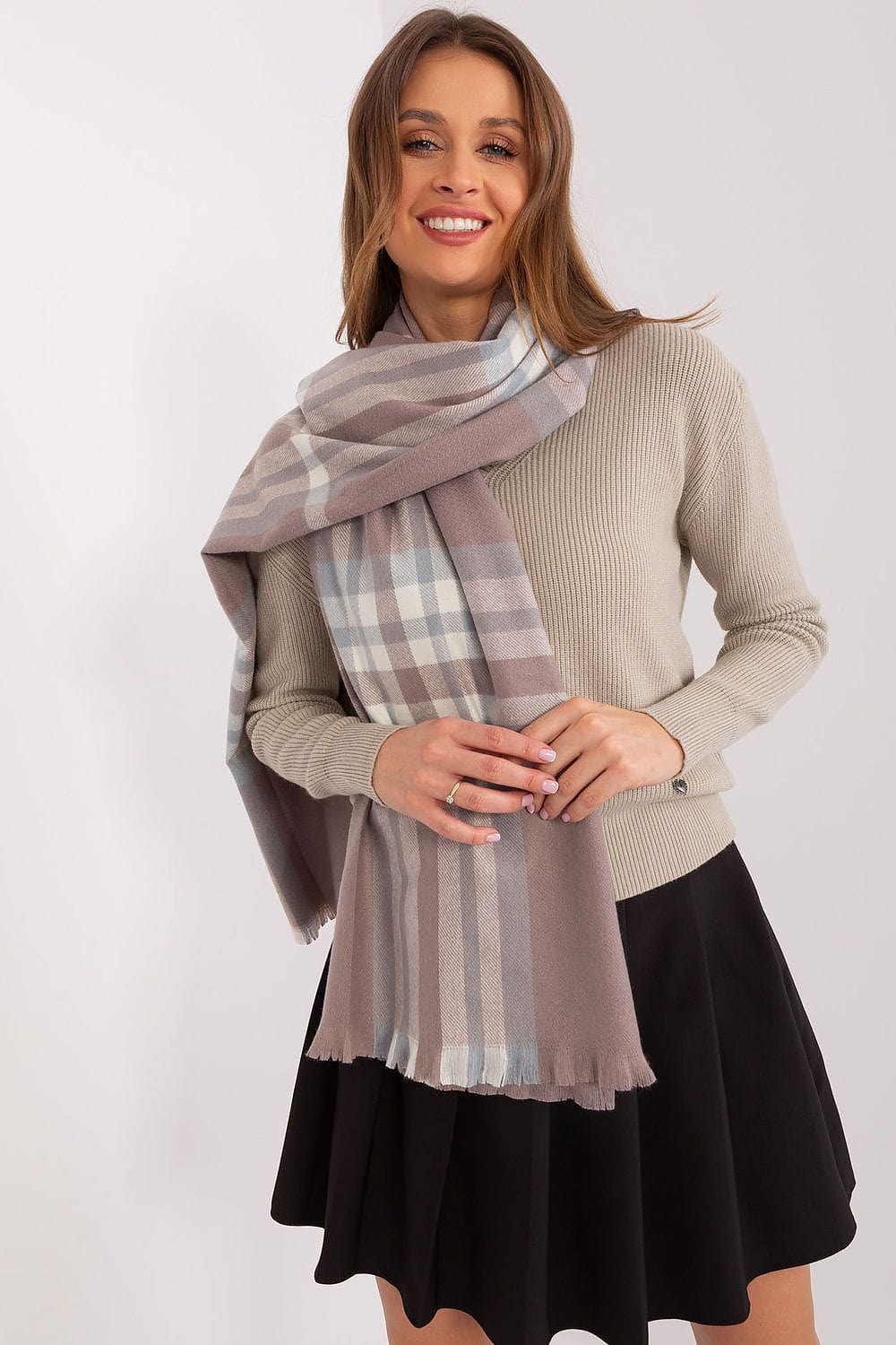 Women's Colorful Plaid Scarf Long Polyester - ShalayeFashion