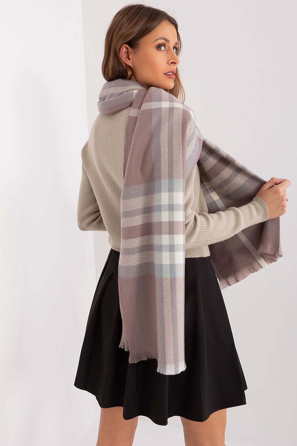 Women's Colorful Plaid Scarf Long Polyester - ShalayeFashion