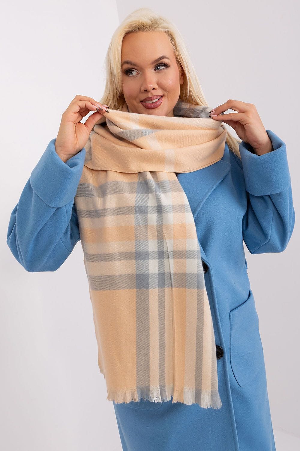 Women's Colorful Plaid Scarf Long Polyester - ShalayeFashion