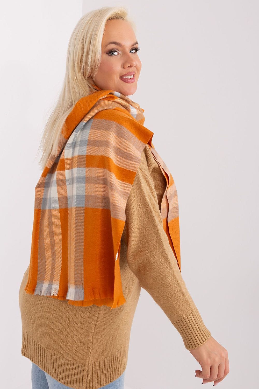 Women's Colorful Plaid Scarf Long Polyester - ShalayeFashion