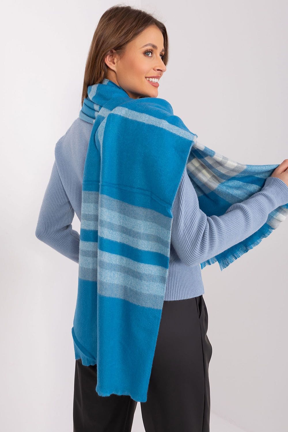 Women's Colorful Plaid Scarf Long Polyester - ShalayeFashion