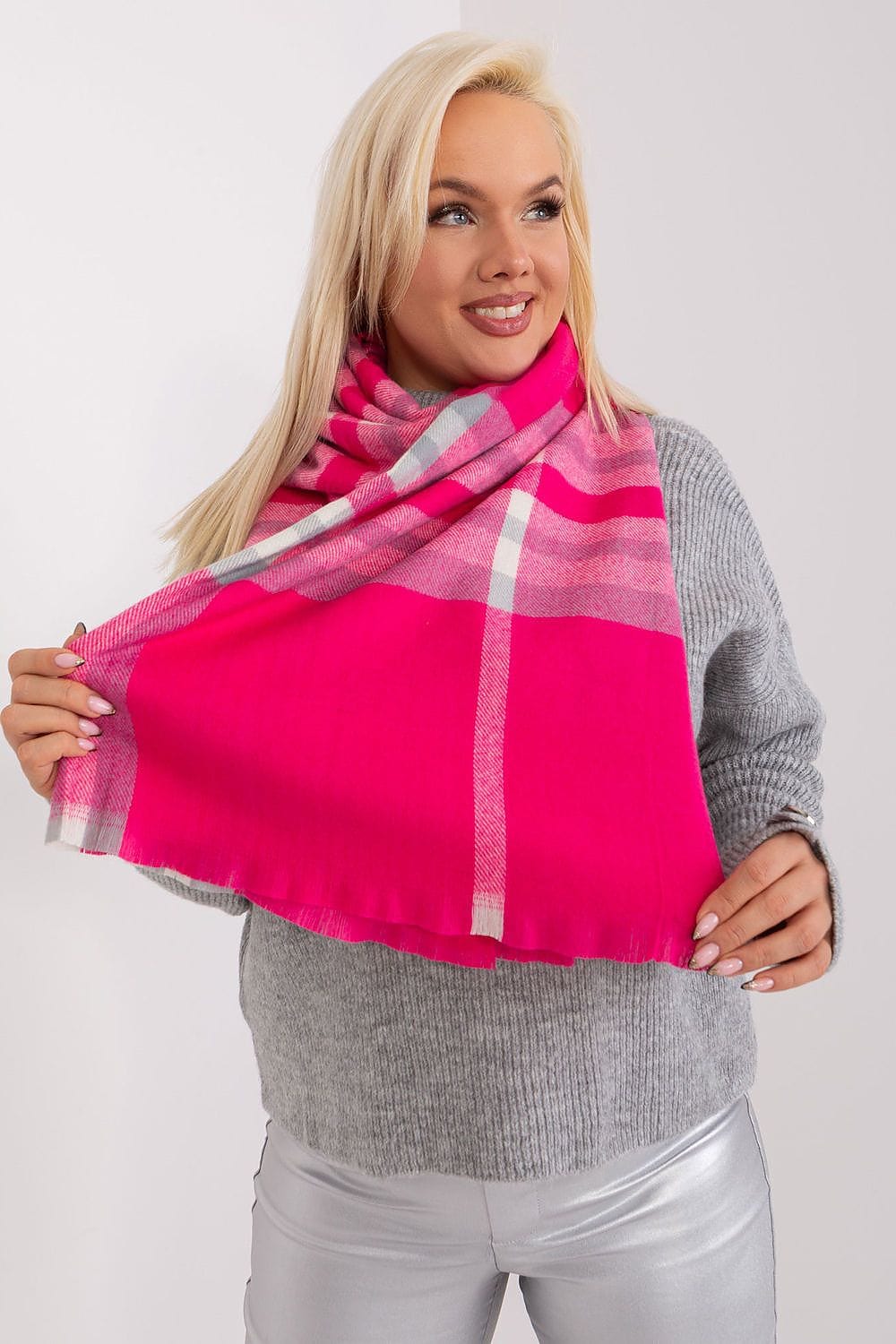Women's Colorful Plaid Scarf Long Polyester - ShalayeFashion