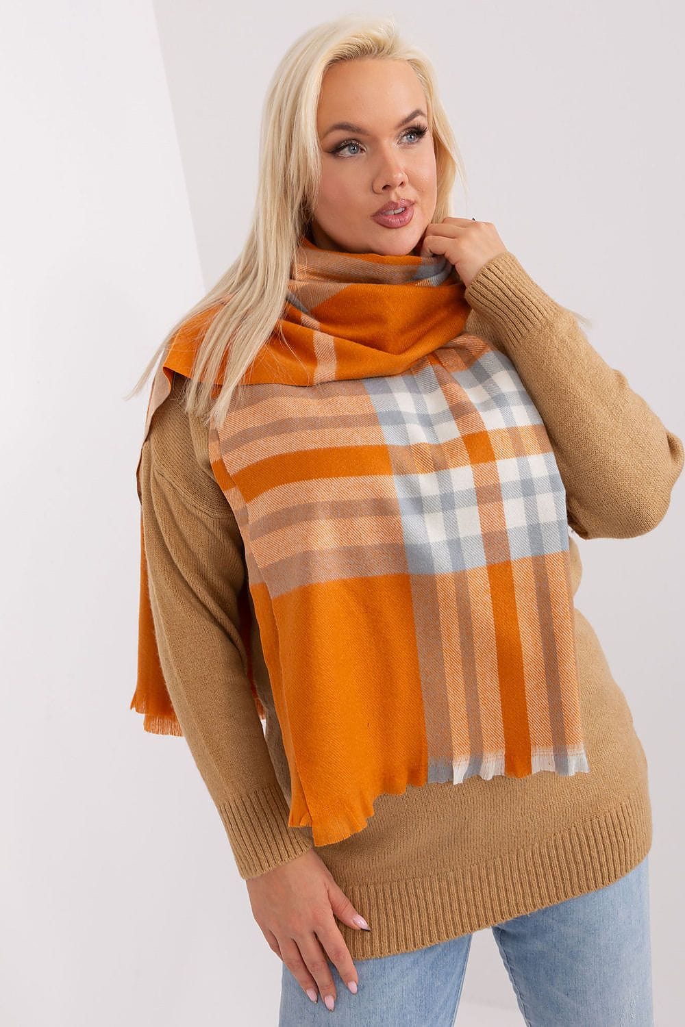 Women's Colorful Plaid Scarf Long Polyester - ShalayeFashion