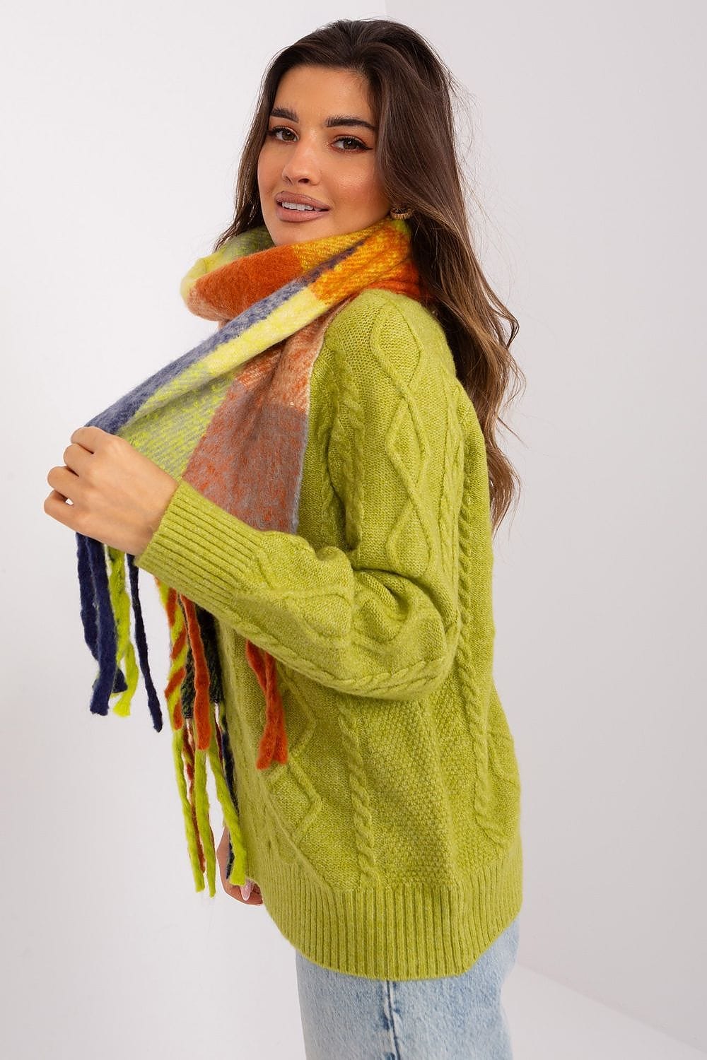 Women's Colorful Plaid Scarf Tassels Long - ShalayeFashion