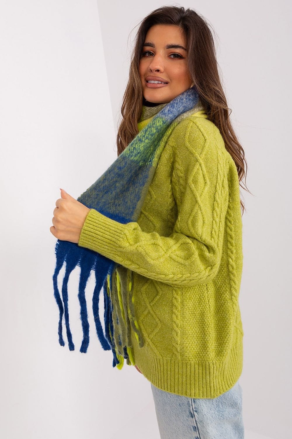 Women's Colorful Plaid Scarf Tassels Long - ShalayeFashion