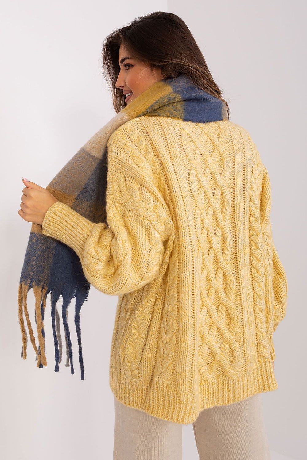 Women's Colorful Plaid Scarf Tassels Long - ShalayeFashion