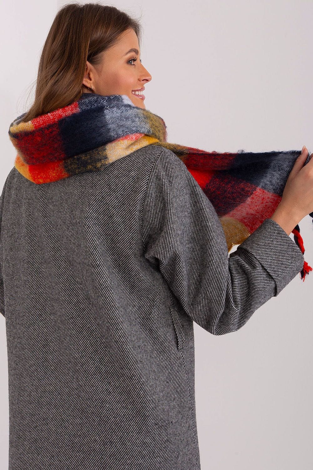 Women's Colorful Plaid Scarf Tassels Stylish - ShalayeFashion