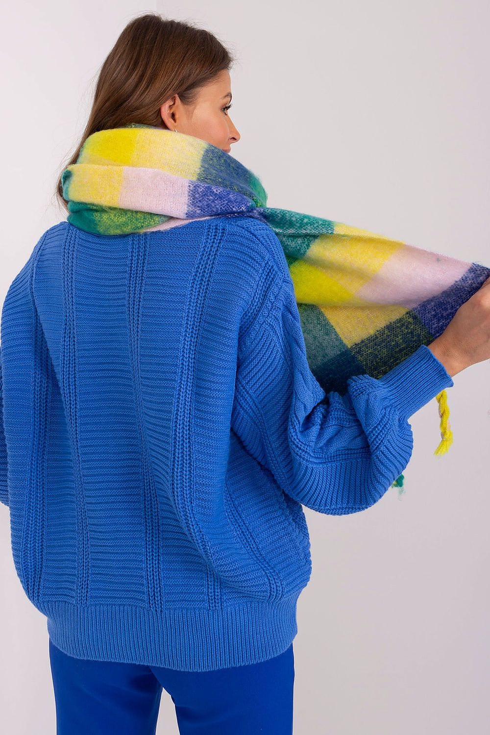 Women's Colorful Plaid Scarf Tassels Stylish - ShalayeFashion