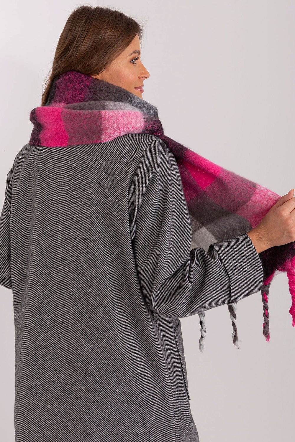 Women's Colorful Plaid Scarf Tassels Stylish - ShalayeFashion