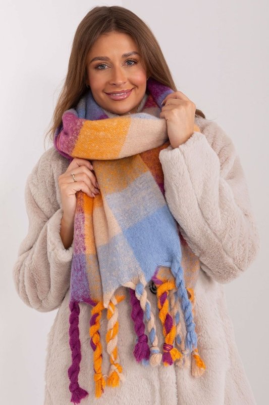 Women's Colorful Plaid Scarf Tassels Stylish - ShalayeFashion