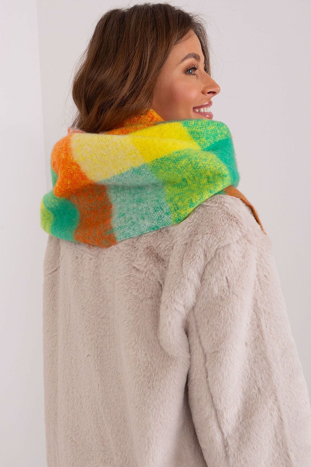 Women's Colorful Plaid Scarf Tassels Stylish - ShalayeFashion