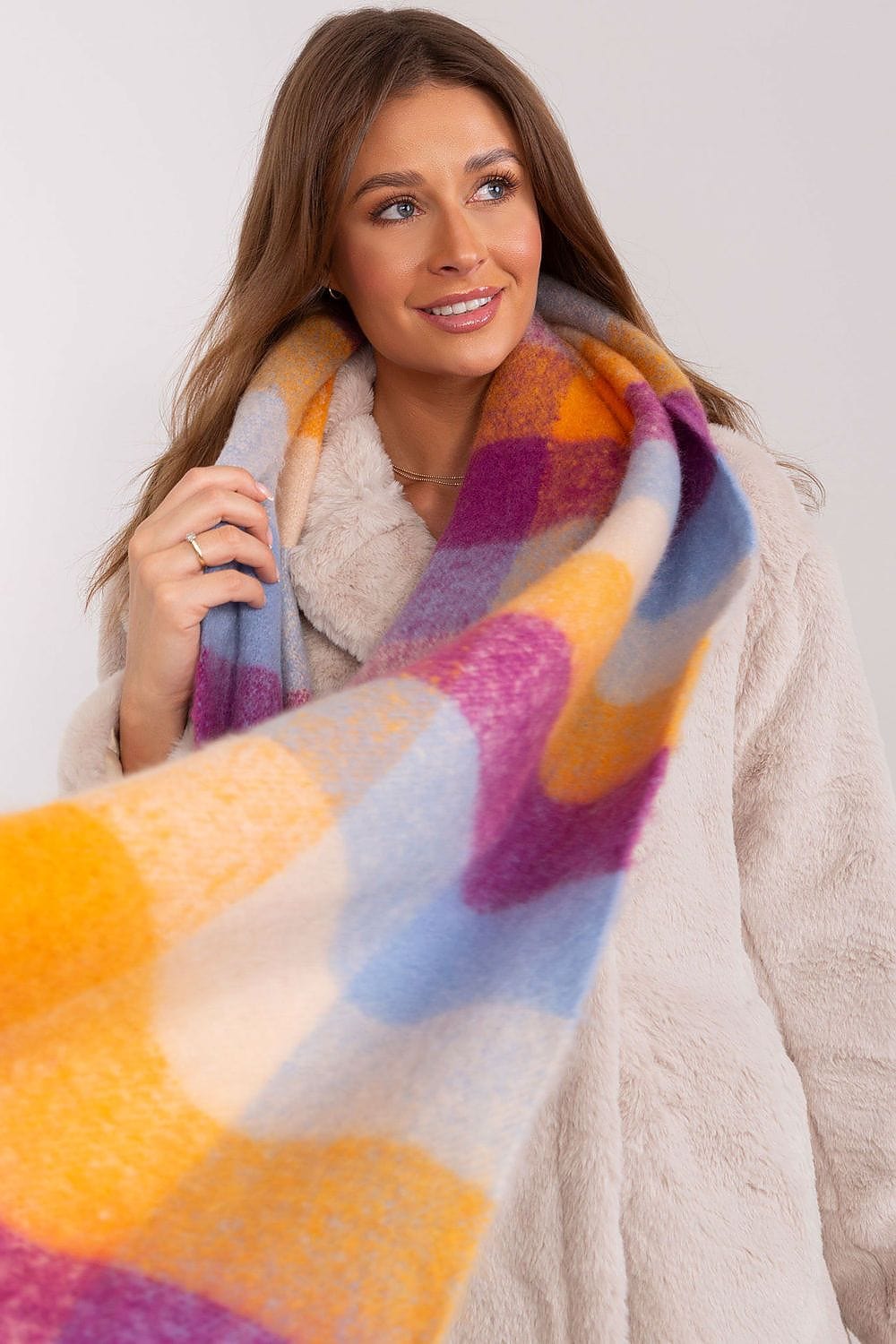 Women's Colorful Plaid Scarf Tassels Stylish - ShalayeFashion