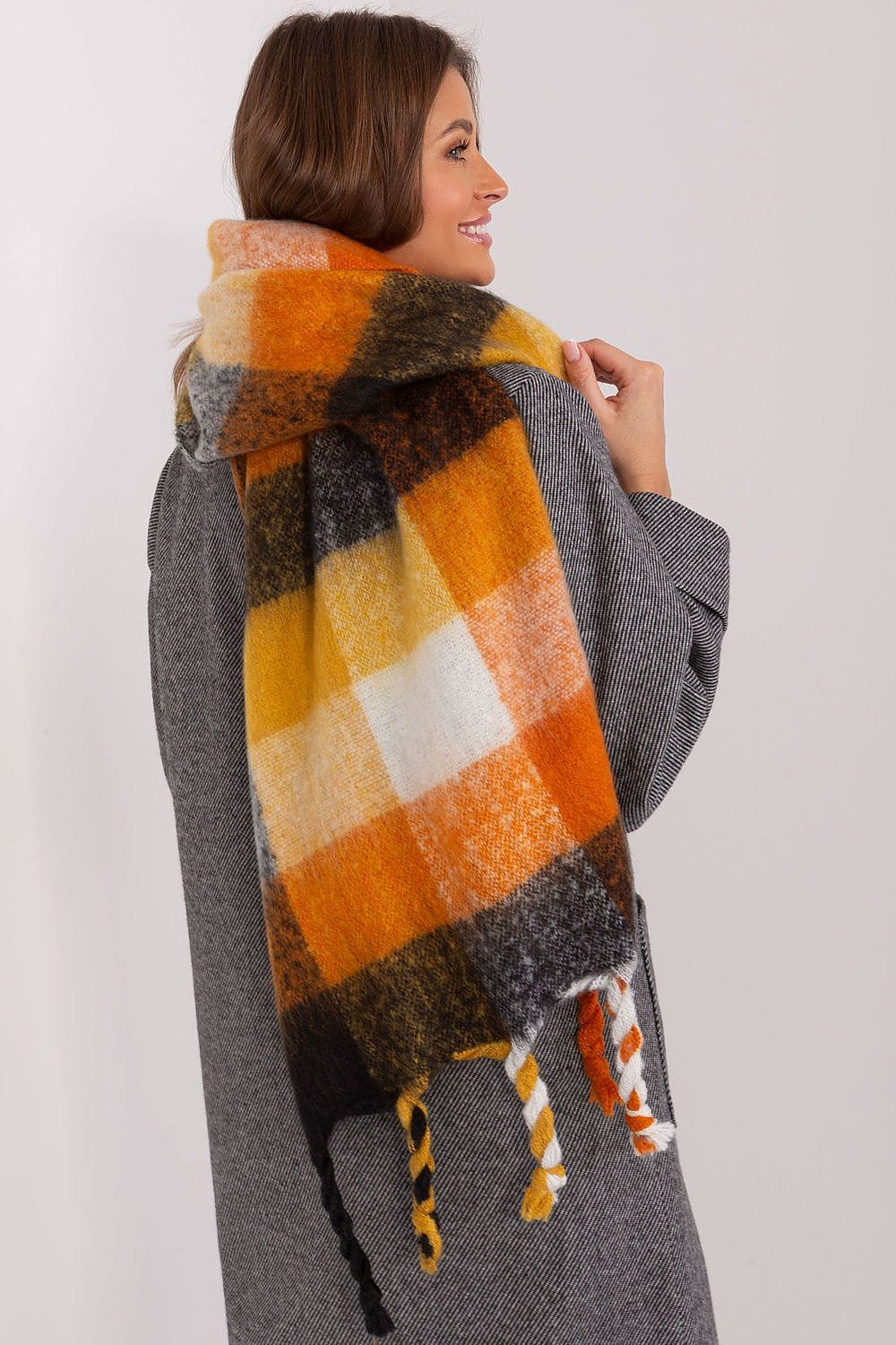 Women's Colorful Plaid Scarf Tassels Stylish - ShalayeFashion