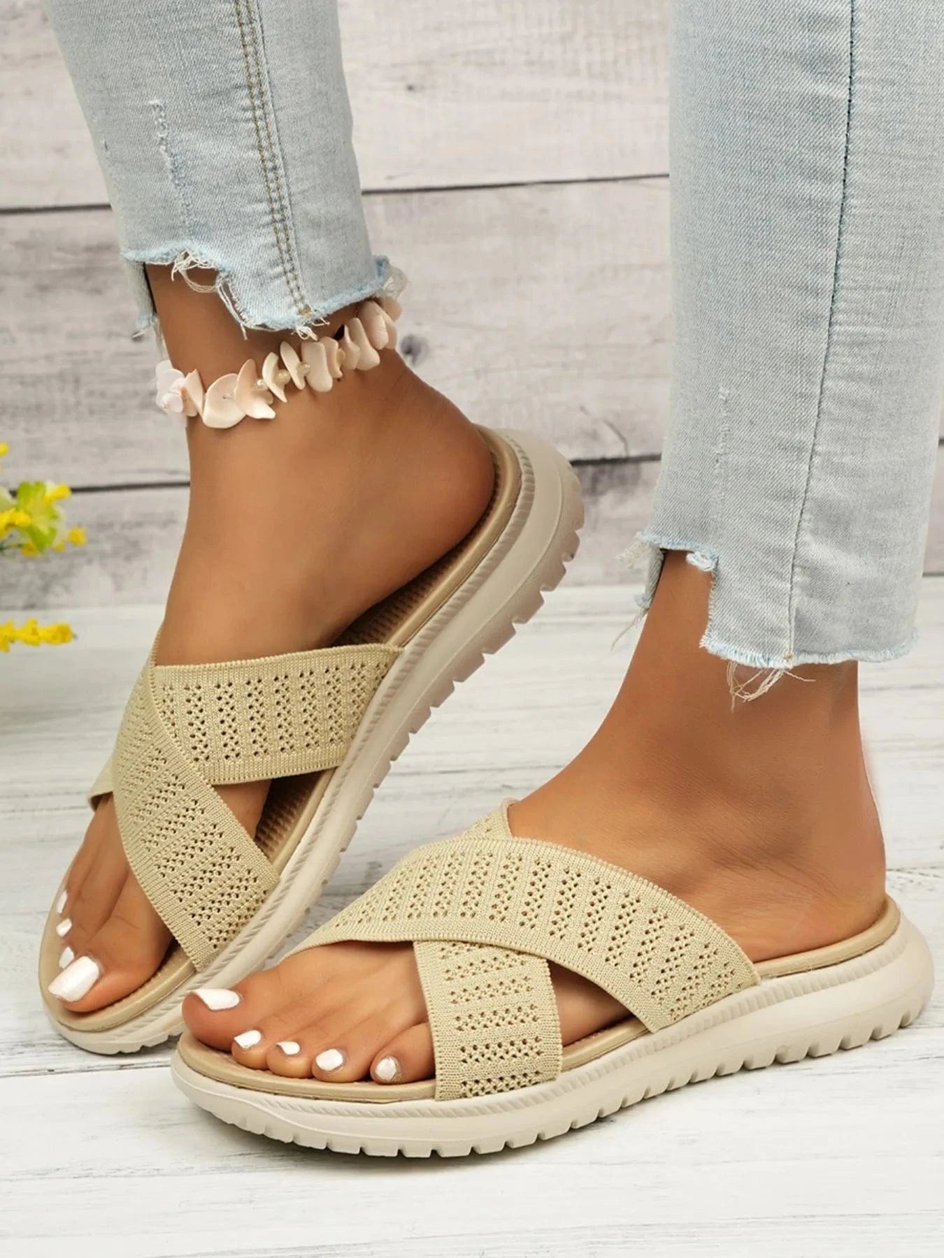 Women's Cross Strap Platform Low Heels - ShalayeFashion