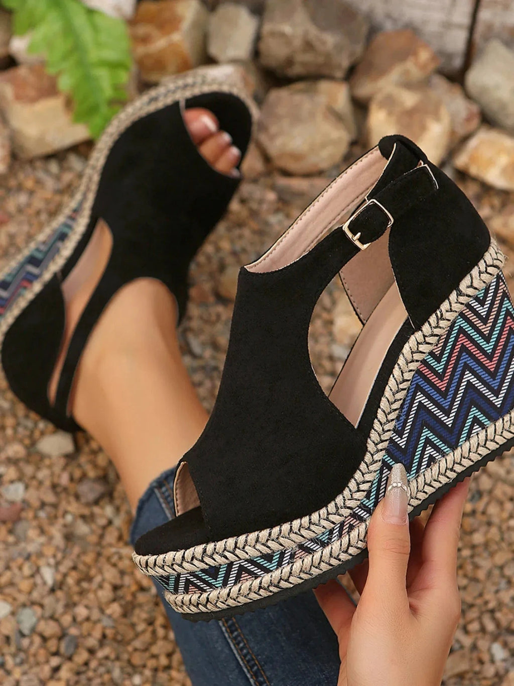 Women's Cutout Platform Wedge High Heel - ShalayeFashion