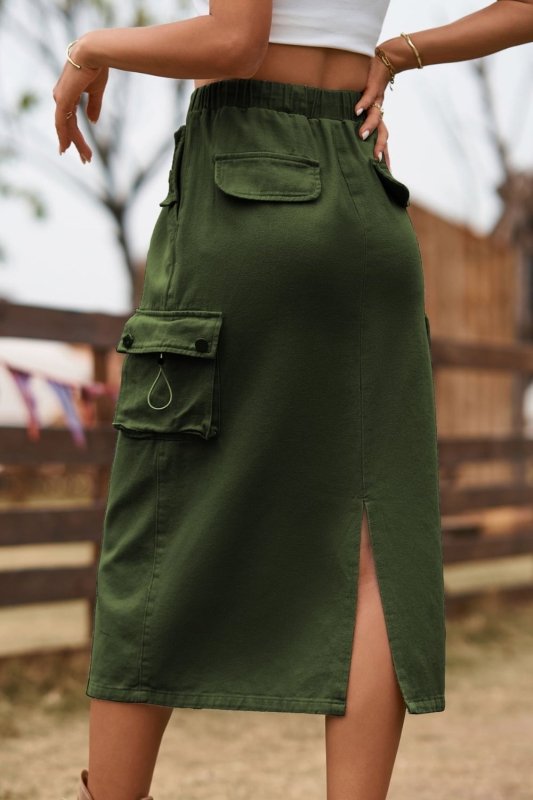 Women’s Drawstring Slit Denim Skirt - ShalayeFashion