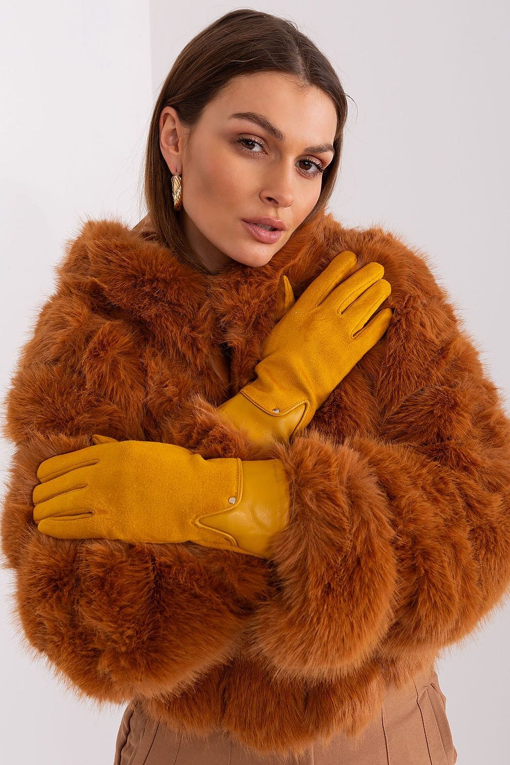 Women's Dual Material Touchscreen Gloves - ShalayeFashion