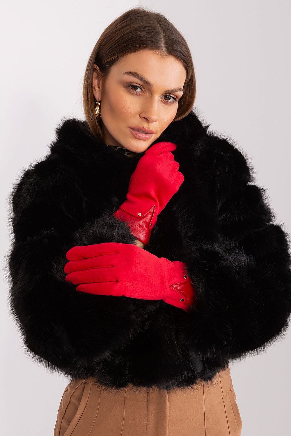 Women's Dual Material Touchscreen Gloves - ShalayeFashion