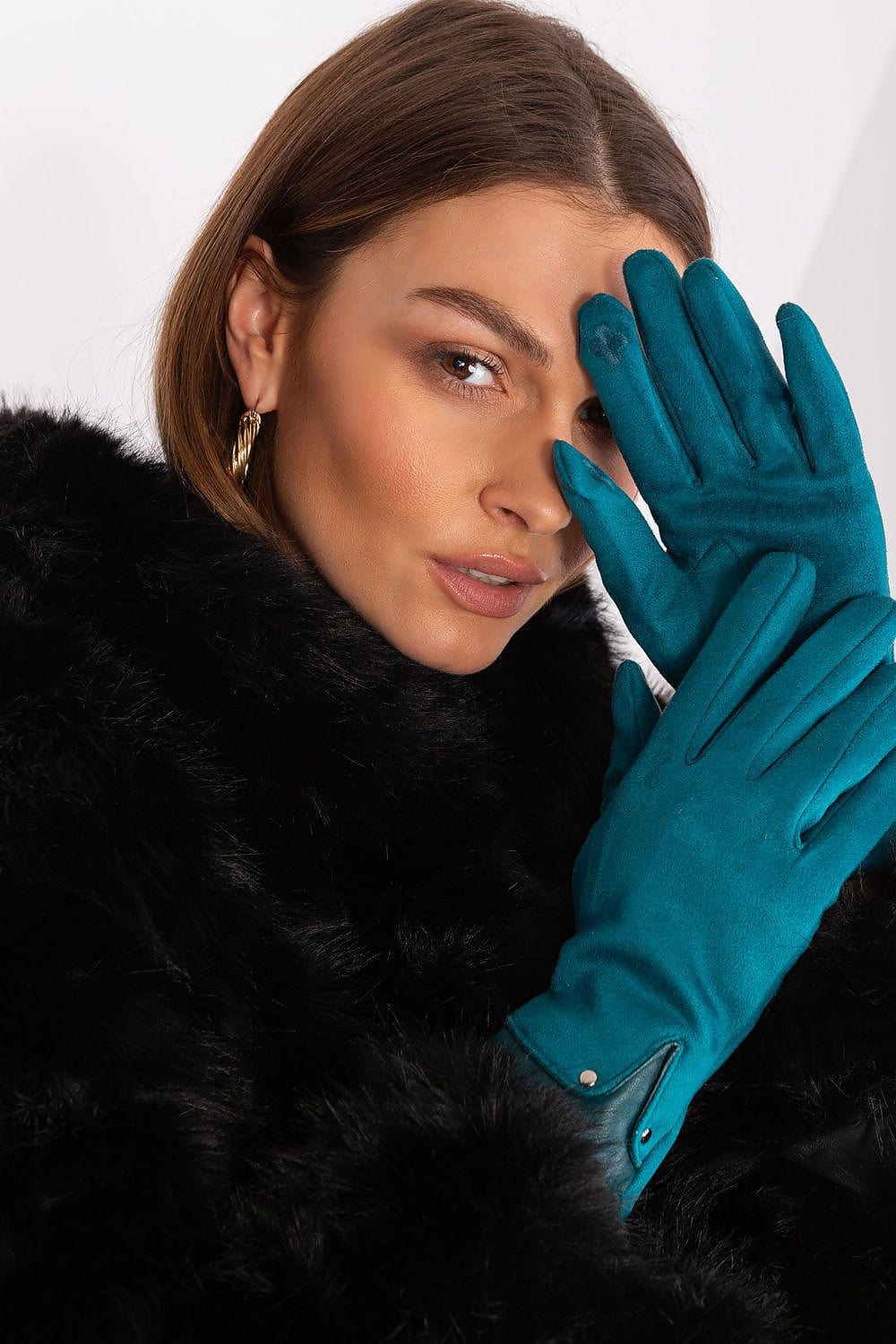 Women's Dual Material Touchscreen Gloves - ShalayeFashion