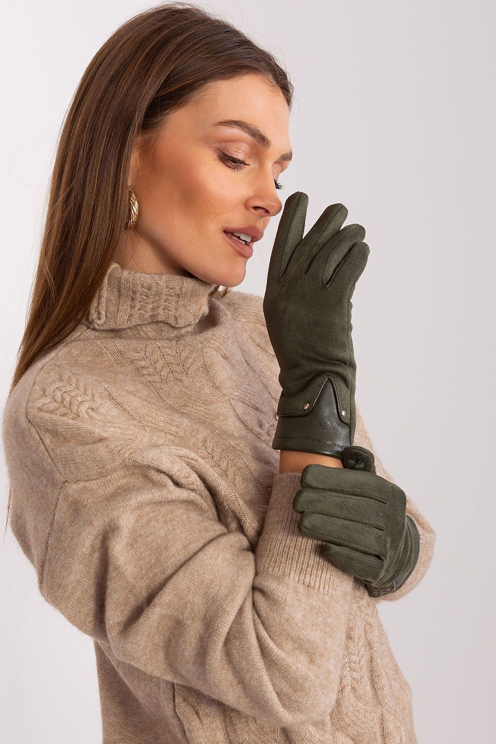 Women's Dual Material Touchscreen Gloves - ShalayeFashion
