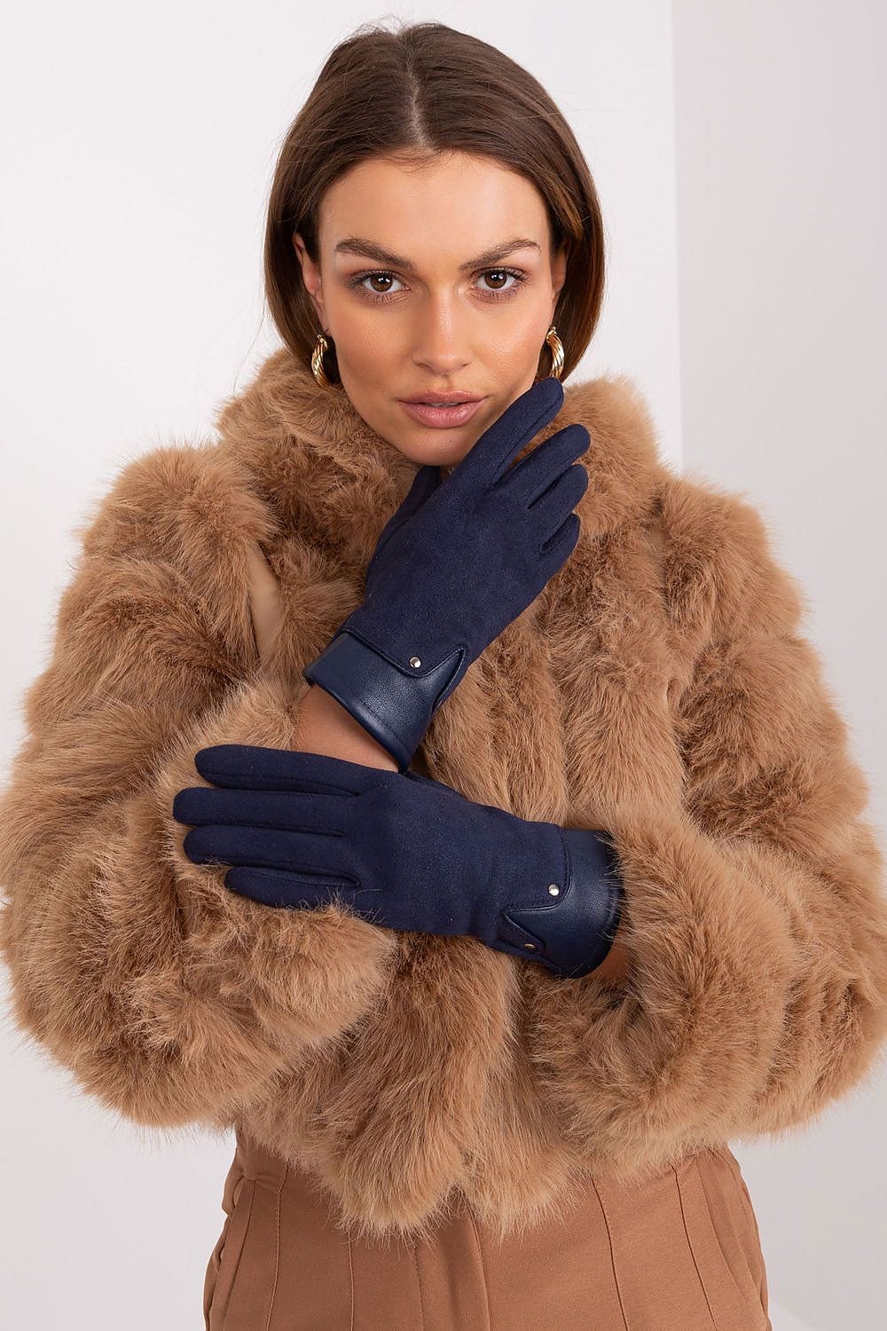 Women's Dual Material Touchscreen Gloves - ShalayeFashion
