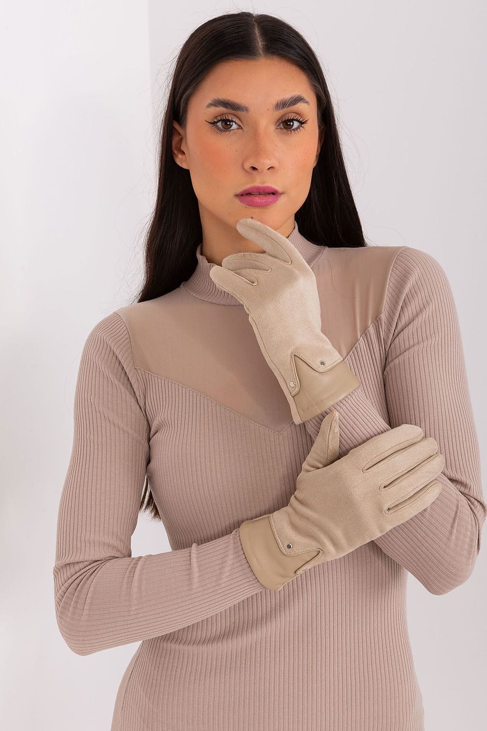 Women's Dual Material Touchscreen Gloves - ShalayeFashion