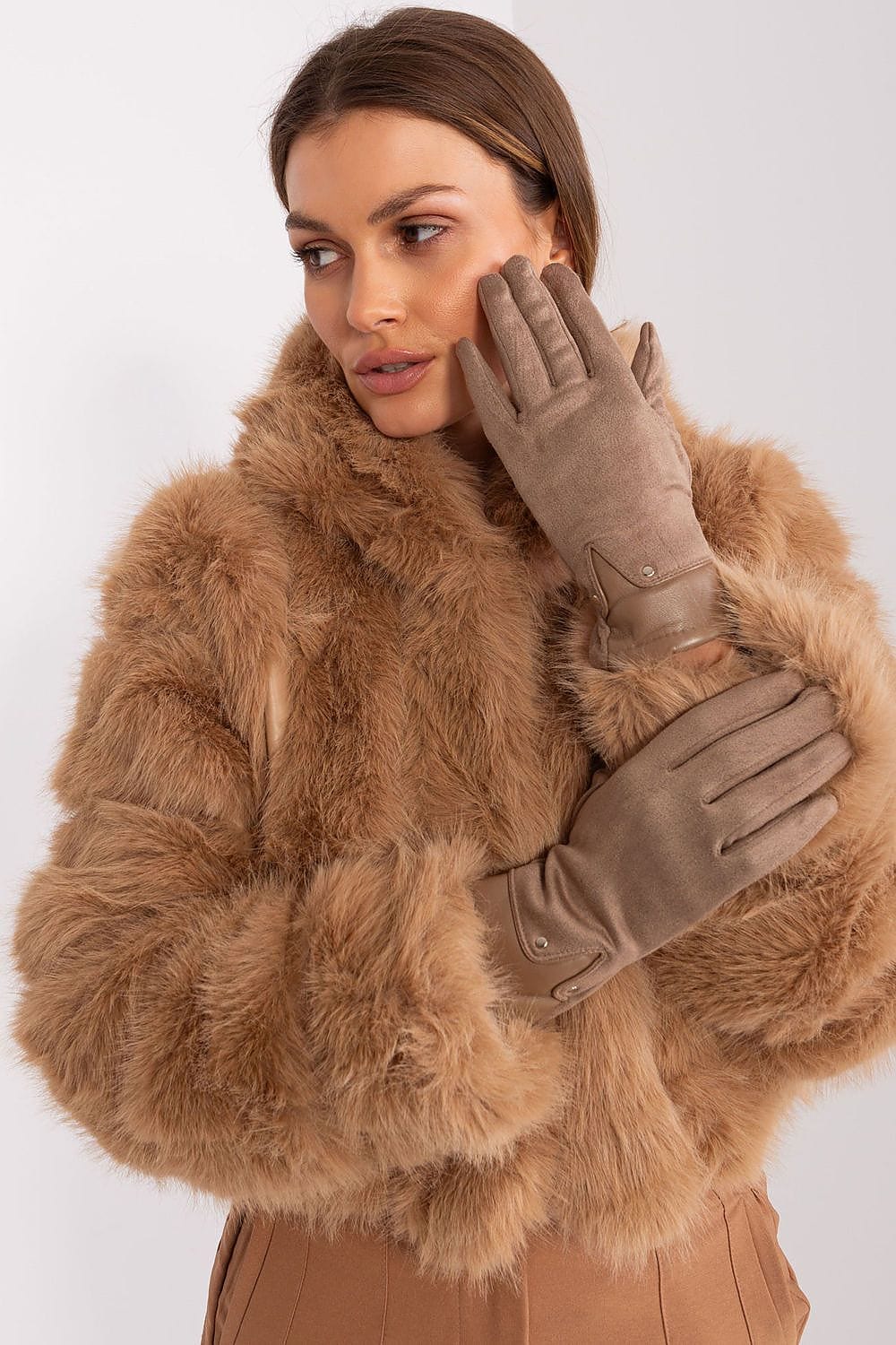 Women's Dual Material Touchscreen Gloves - ShalayeFashion