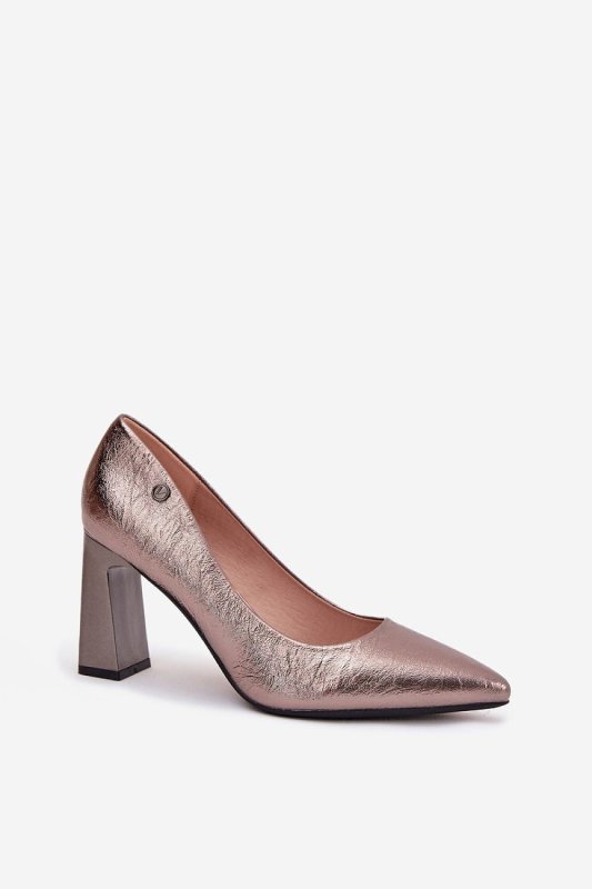 Women's Eco Leather Block Heel Pumps Classic - ShalayeFashion