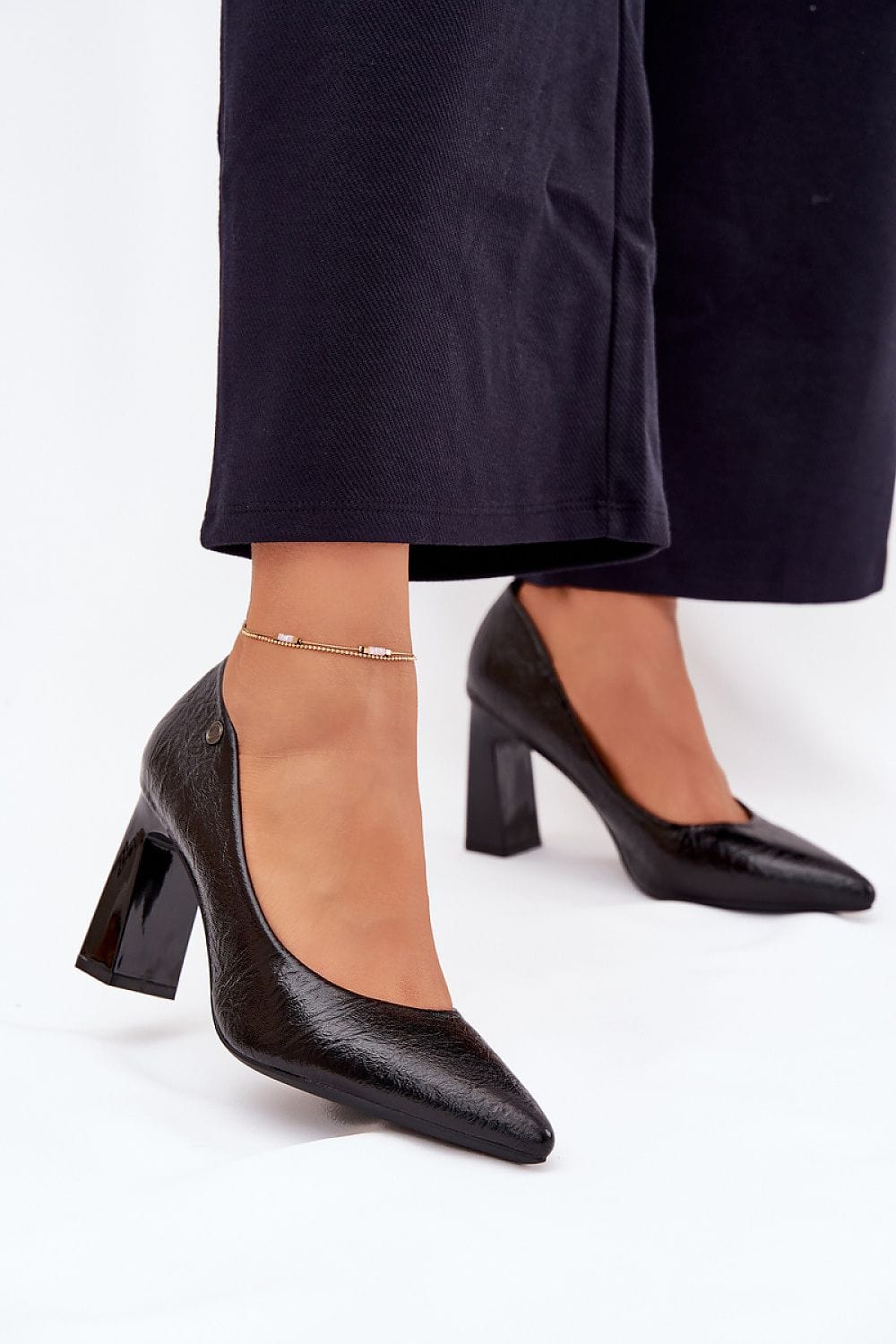 Women's Eco Leather Block Heel Pumps Classic - ShalayeFashion