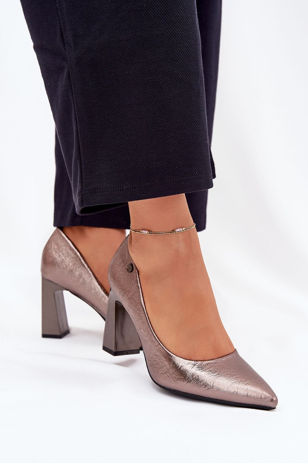 Women's Eco Leather Block Heel Pumps Classic - ShalayeFashion