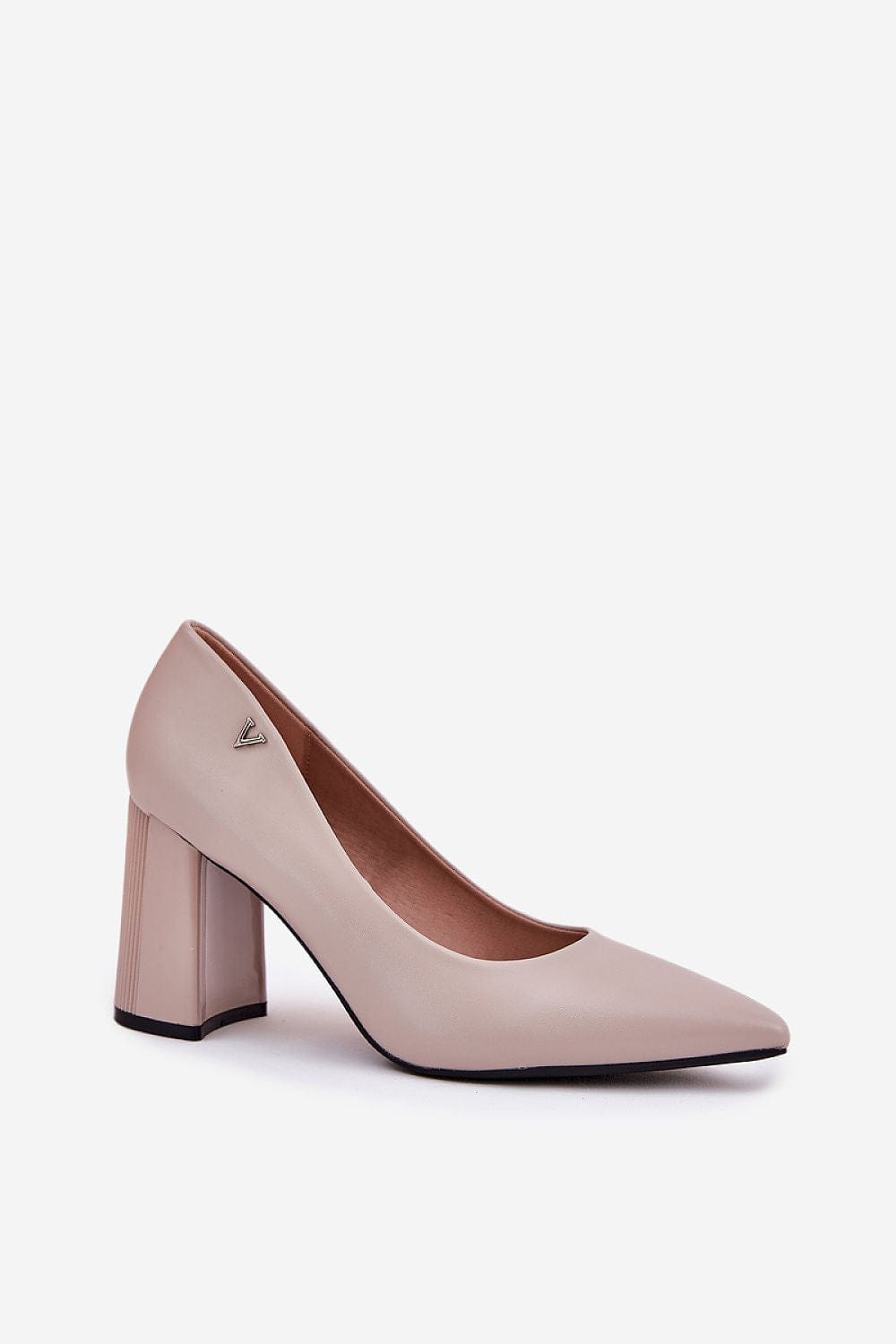 Women's Eco Leather Block Heel Pumps Elegant - ShalayeFashion