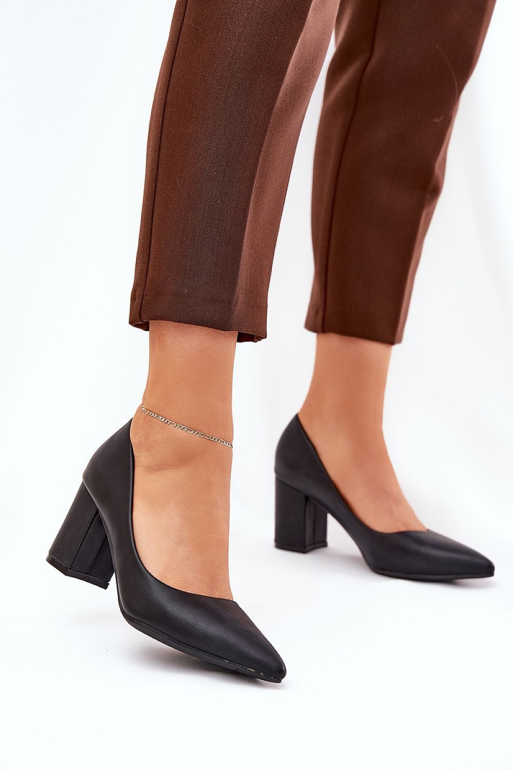 Women's Eco Leather Block Heel Pumps Party - ShalayeFashion