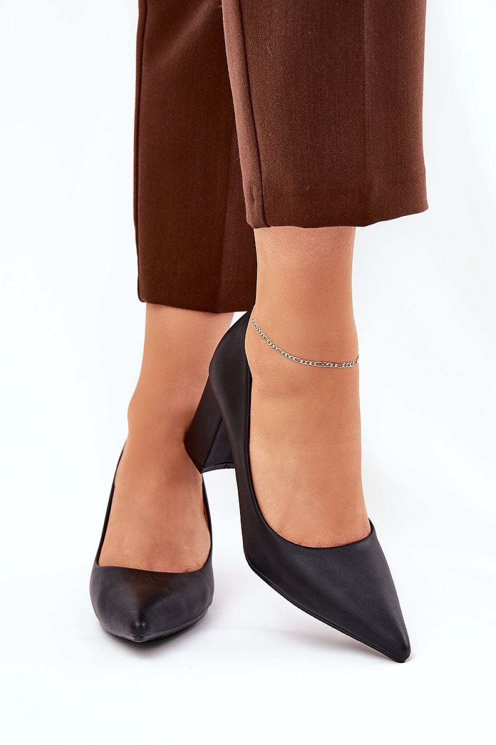 Women's Eco Leather Block Heel Pumps Party - ShalayeFashion