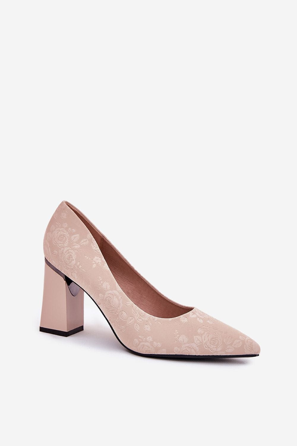 Women's Eco Leather Block Heel Pumps Rose - ShalayeFashion