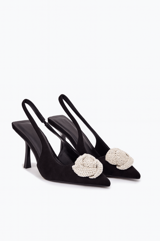 Women's Faux Suede High Heels Open Heel - ShalayeFashion