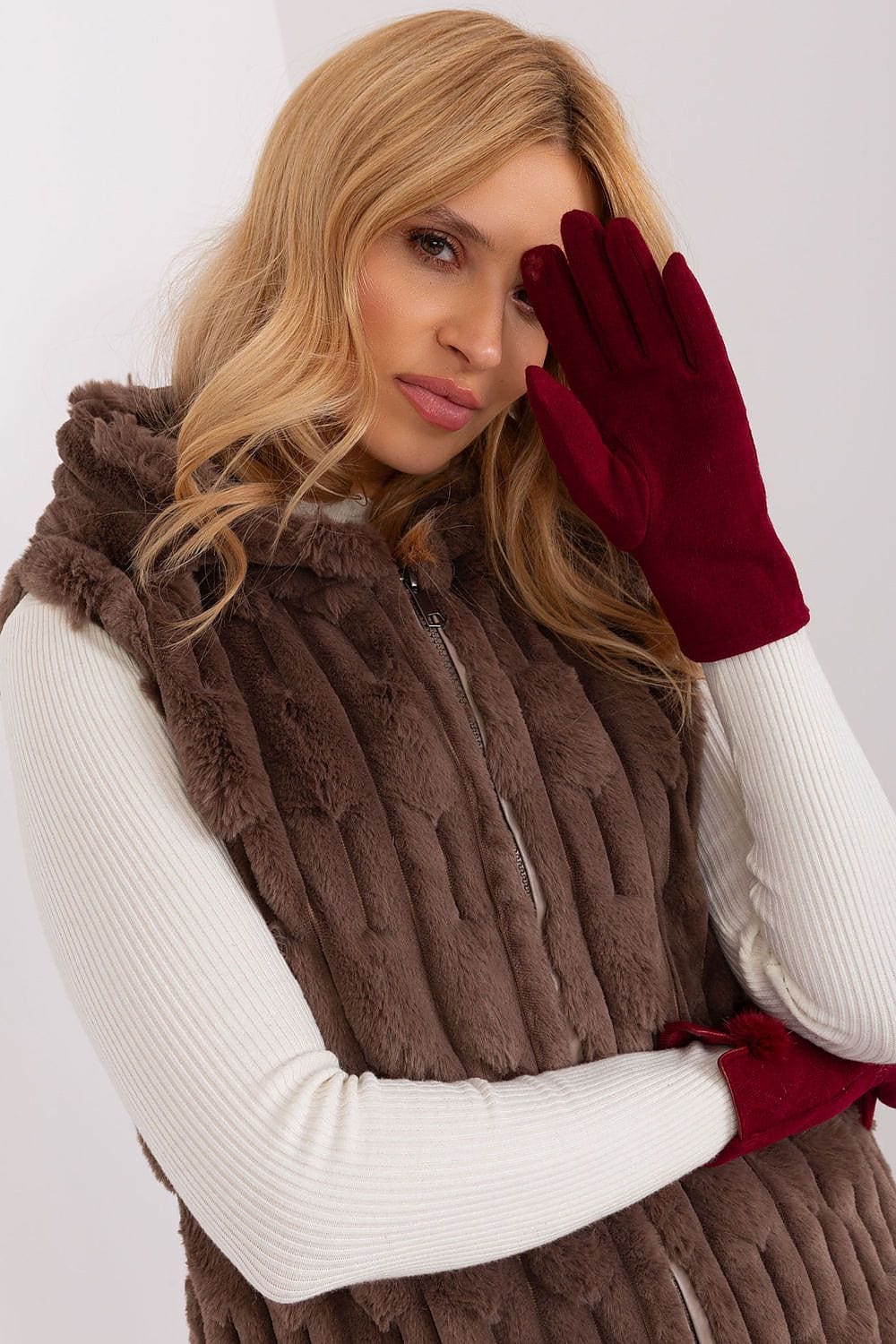 Women's Geometric Pattern Touchscreen Gloves Pom - Poms - ShalayeFashion