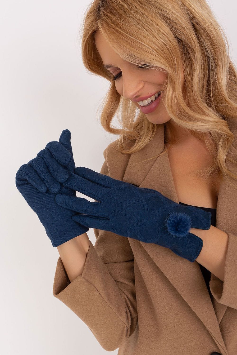 Women's Geometric Pattern Touchscreen Gloves Pom - Poms - ShalayeFashion
