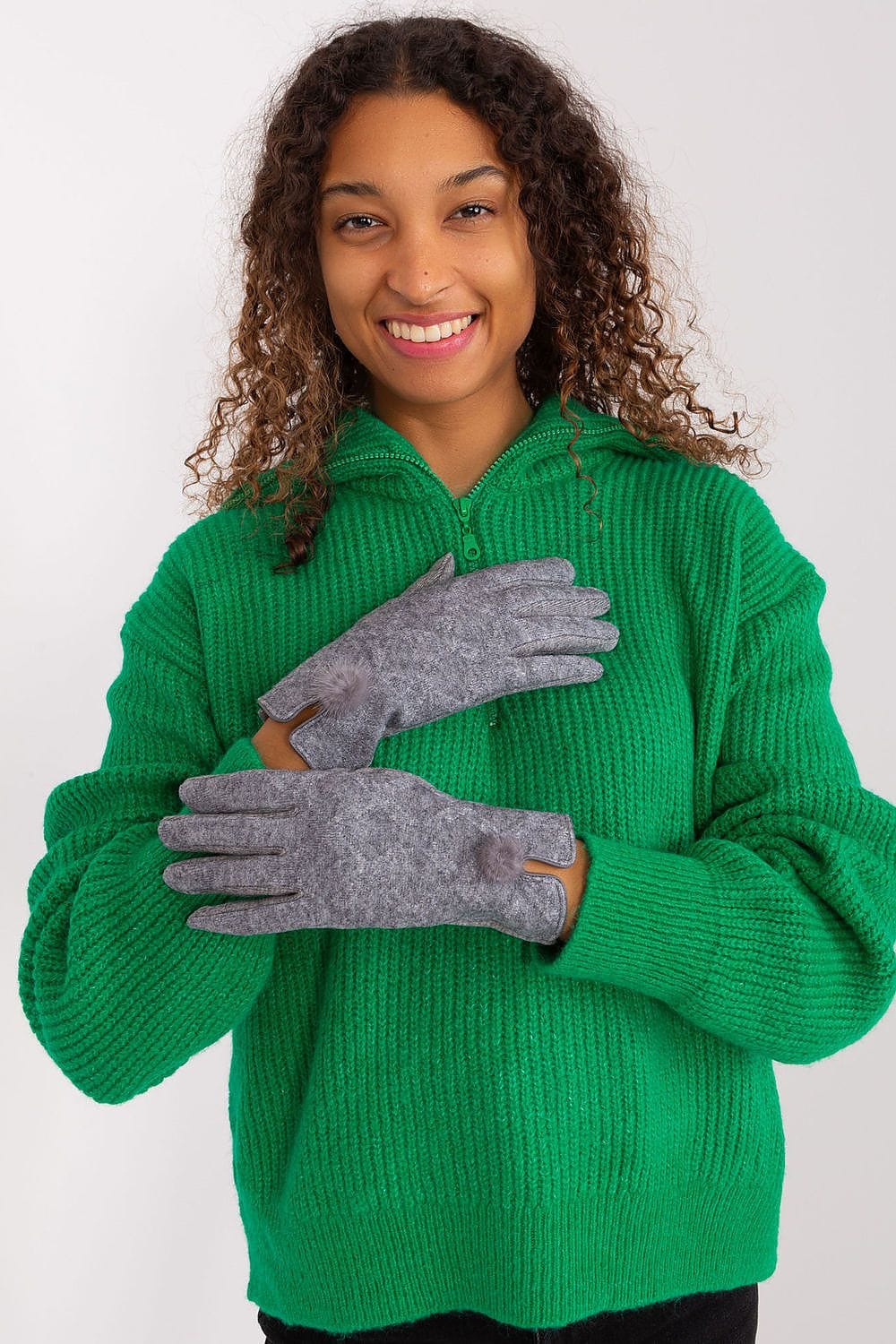Women's Geometric Pattern Touchscreen Gloves Pom - Poms - ShalayeFashion