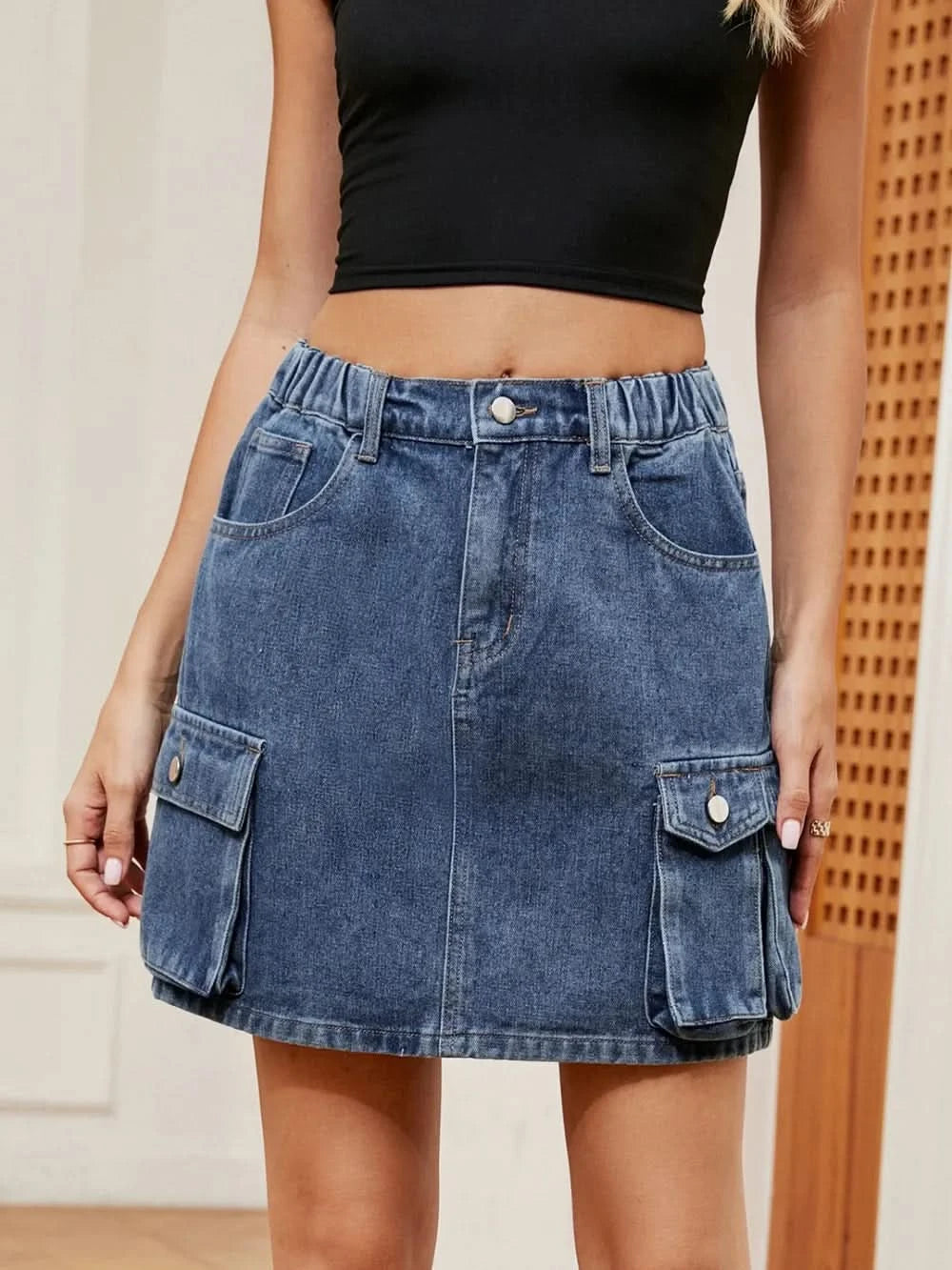 Women’s High Waist Classic Denim Skirt - ShalayeFashion