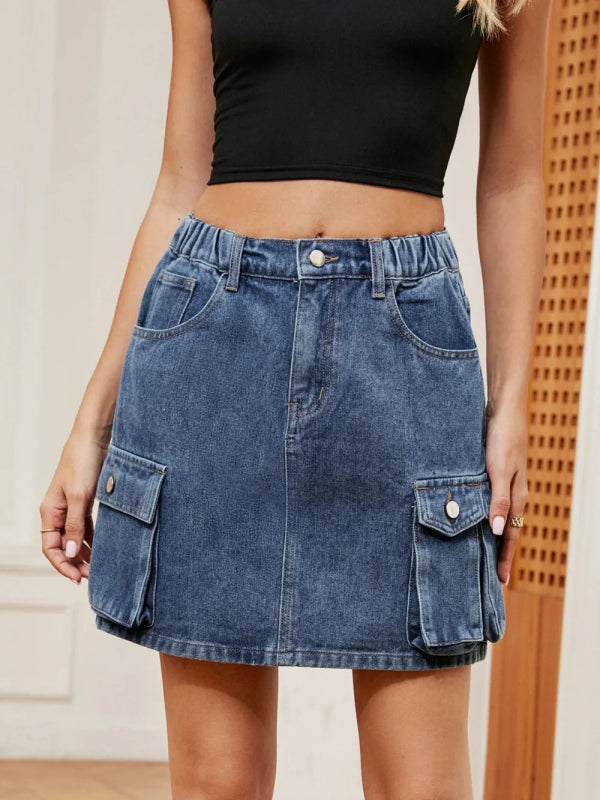 Women’s High Waist Classic Denim Skirt - ShalayeFashion