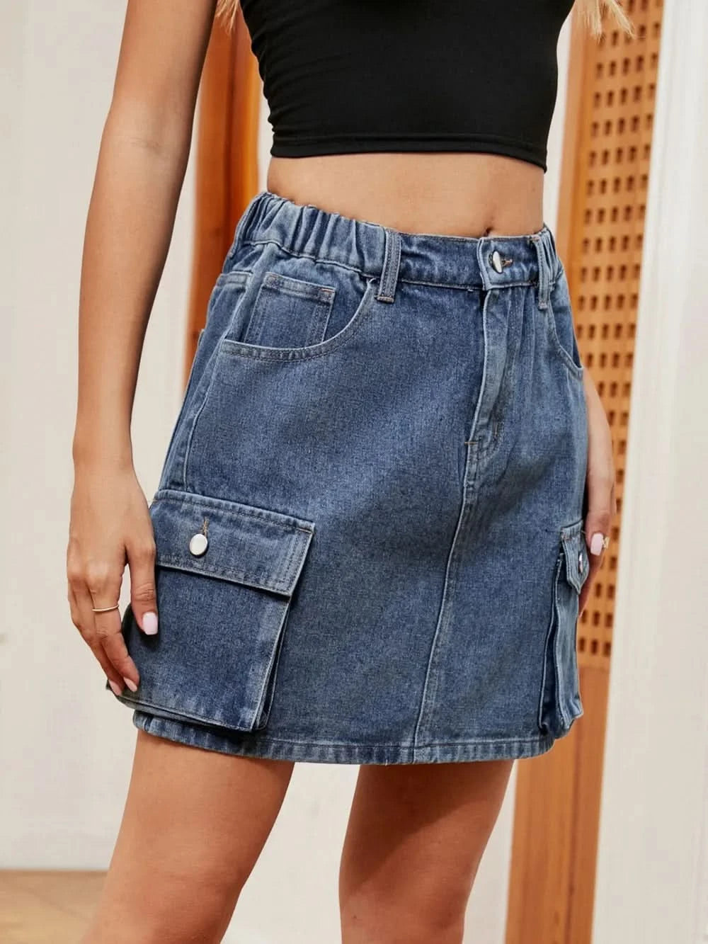 Women’s High Waist Classic Denim Skirt - ShalayeFashion