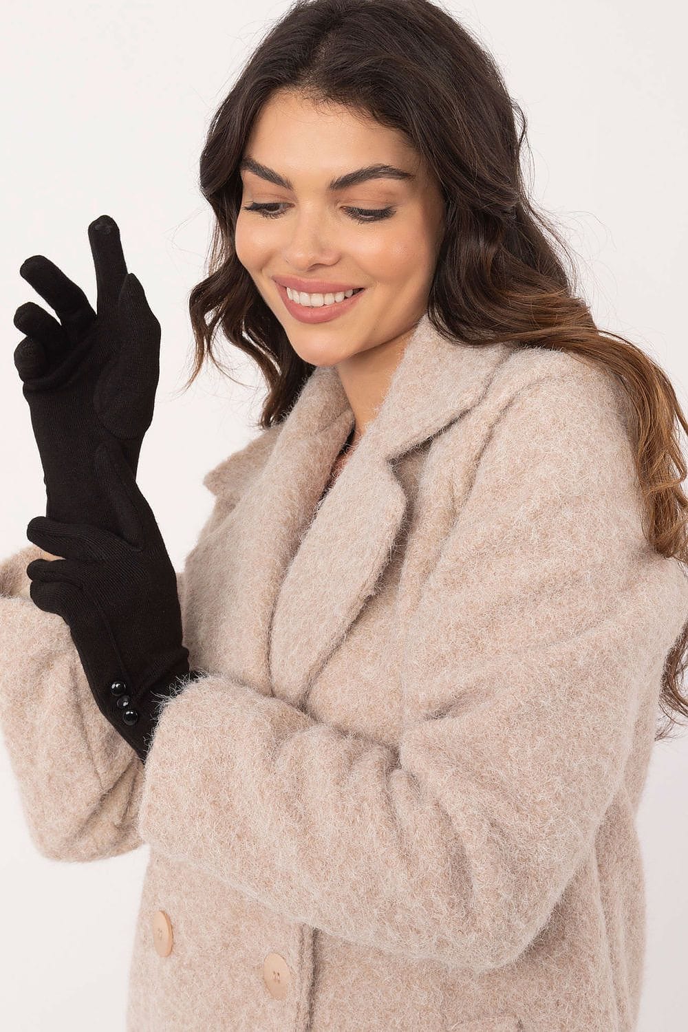 Women's Insulated Smooth Touchscreen Gloves Buttons - ShalayeFashion