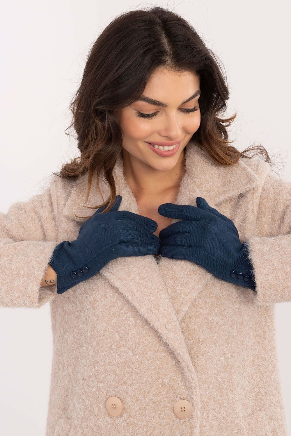 Women's Insulated Smooth Touchscreen Gloves Buttons - ShalayeFashion