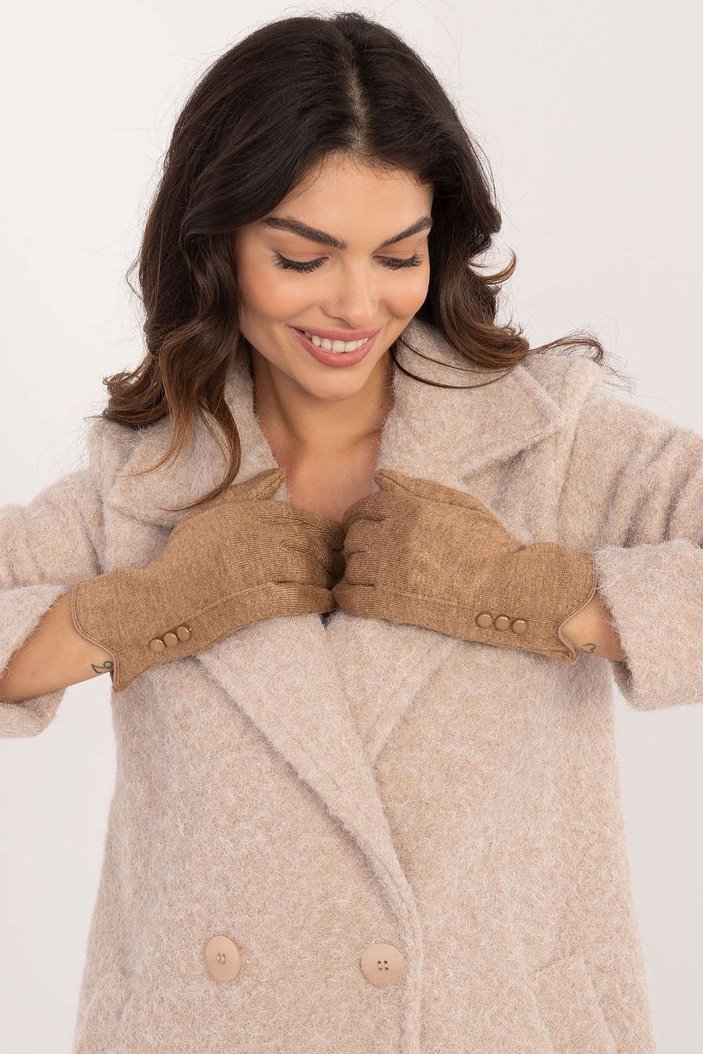 Women's Insulated Smooth Touchscreen Gloves Buttons - ShalayeFashion