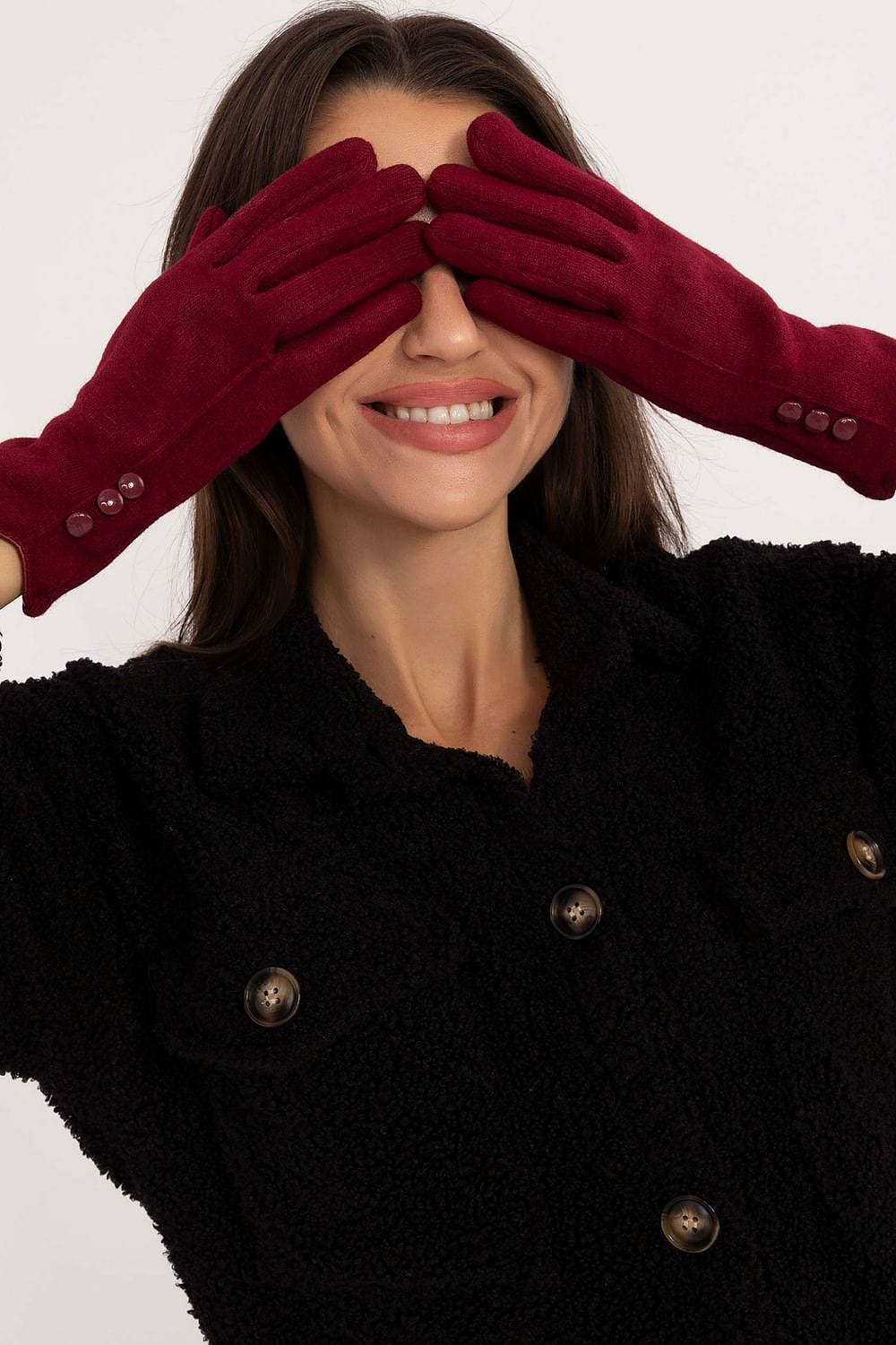 Women's Insulated Smooth Touchscreen Gloves Buttons - ShalayeFashion