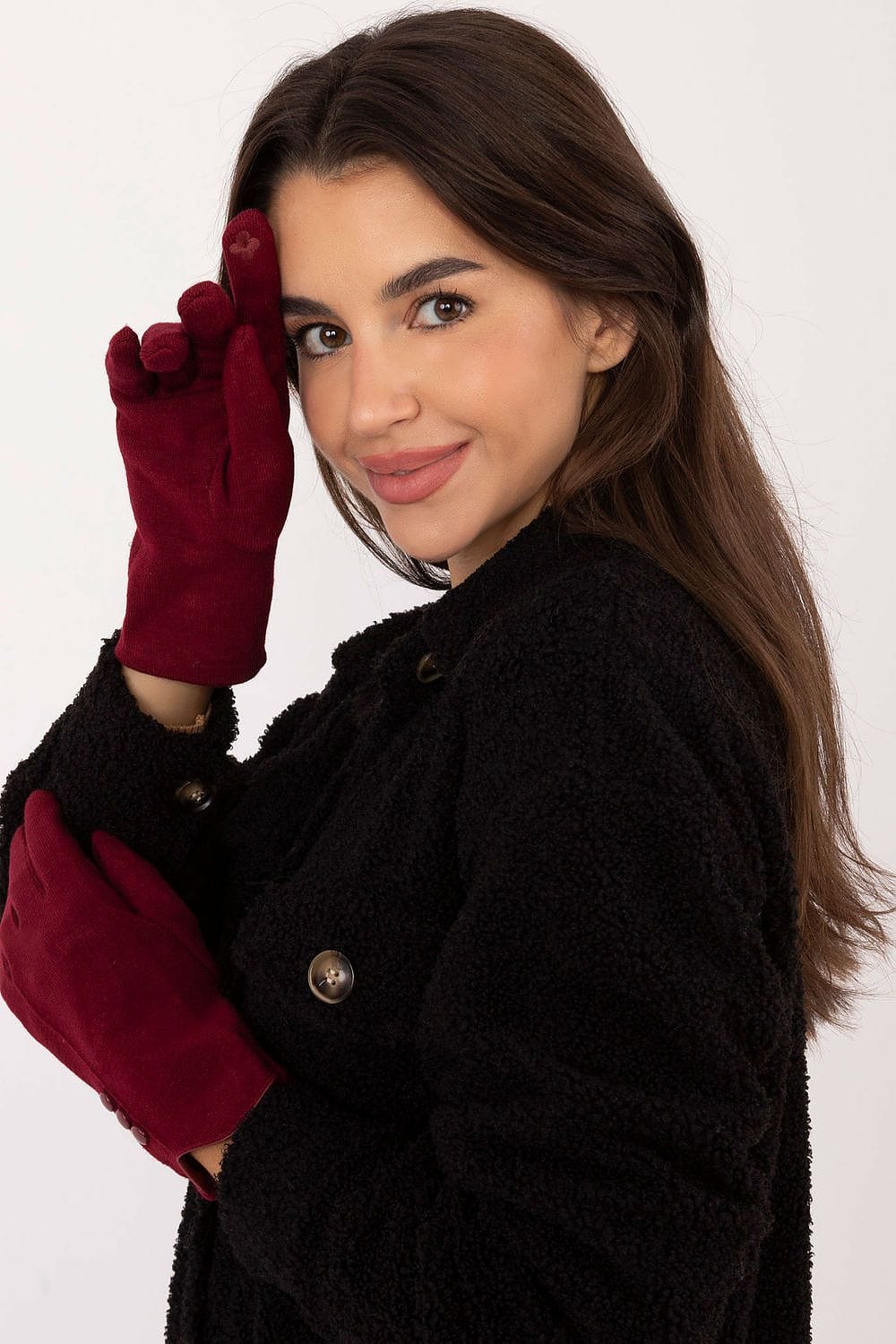 Women's Insulated Smooth Touchscreen Gloves Buttons - ShalayeFashion
