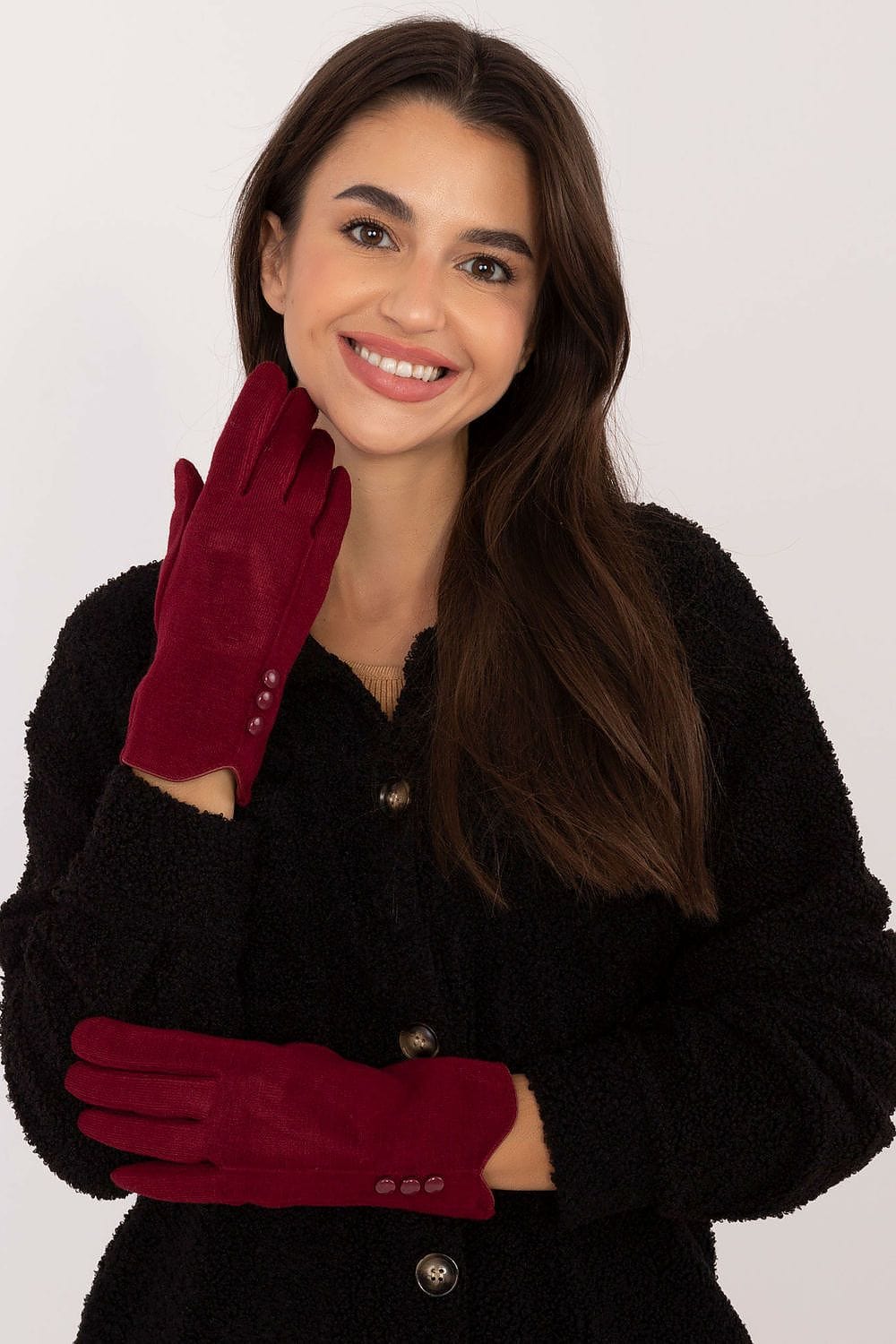 Women's Insulated Smooth Touchscreen Gloves Buttons - ShalayeFashion