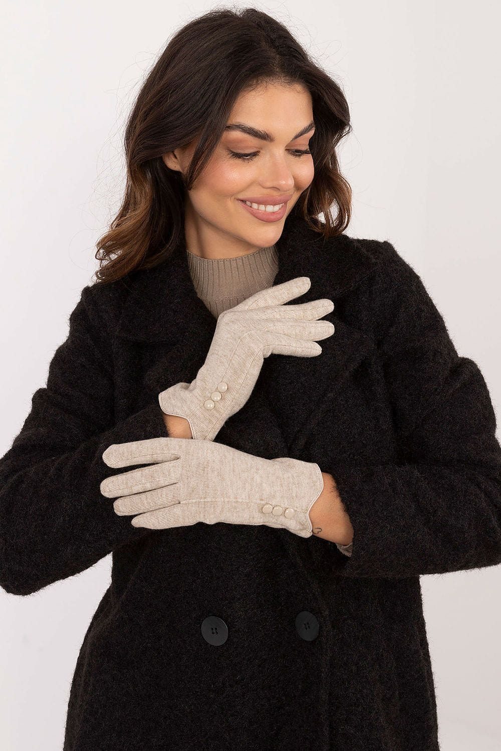 Women's Insulated Smooth Touchscreen Gloves Buttons - ShalayeFashion
